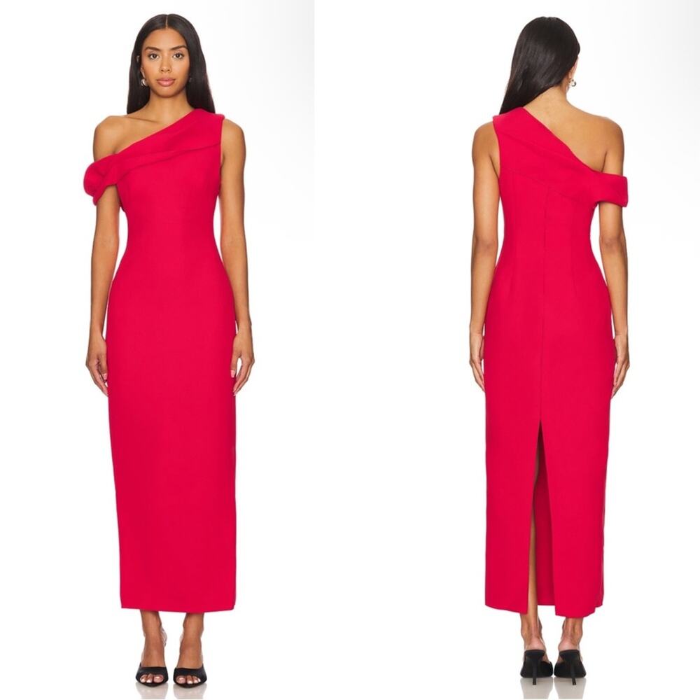 ACLER Williamston Asymmetric One Shoulder Ruched Cowl Neck Red Maxi Dress Sz 4